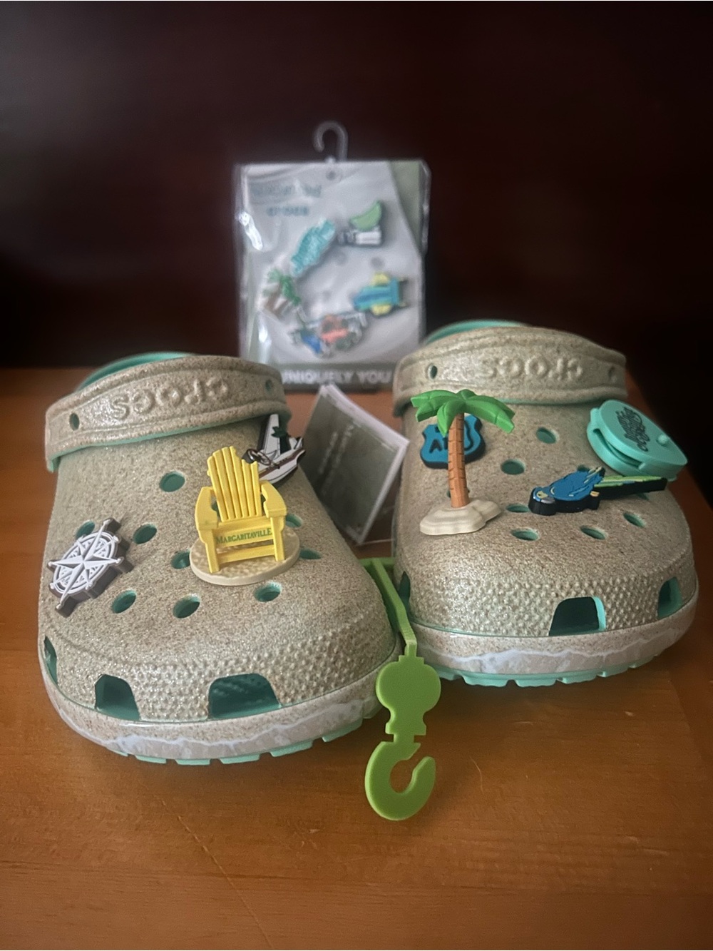 CROCS Margaritaville Jimmy Buffett with Teal Trim and extra set of Beach Jibbitz
